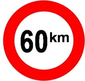 Rambu bundar bertepi merah bertuliskan 60 km.